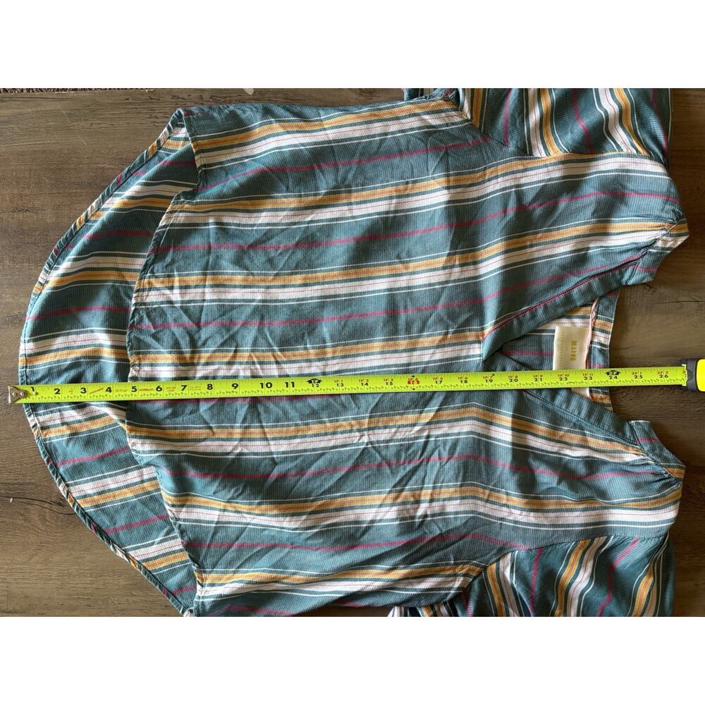 Maeve by Anthropologie Byron Blue Striped Balloon Sleeve Peasant Blouse Medium - Picture 8 of 11